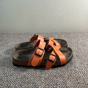 BIRKENSTOCK BIRKIS NEPAL SANDALS ORANGE Criss Cross Straps Sz 36 Casual Comfy